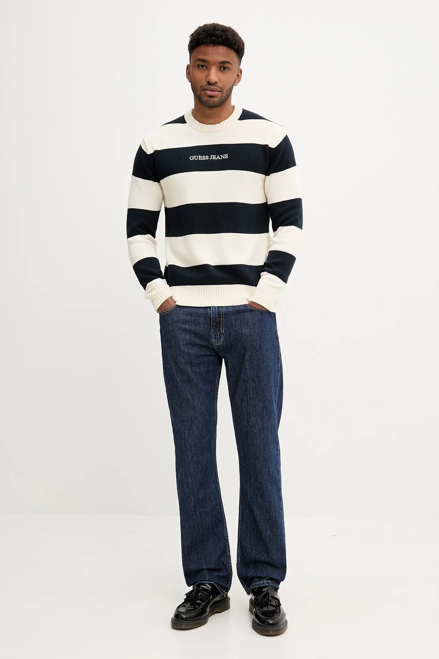 Хлопковый свитер Guess Jeans цвет бежевый лёгкий M4BR37 Z3HM1