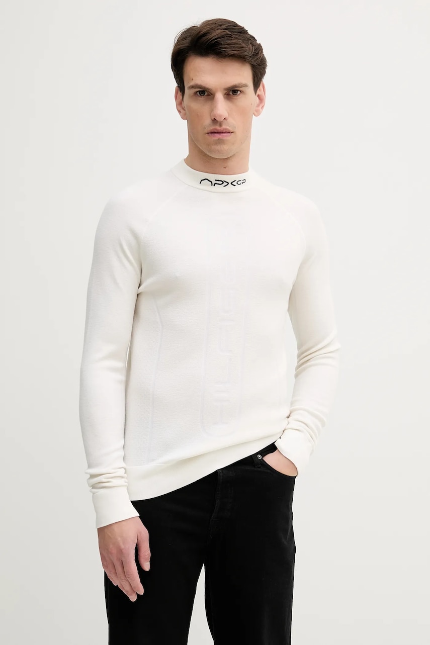 Levně Vlněný svetr Tommy Hilfiger x F1 THE MOVIE pánský, béžová barva, MW0MW41383