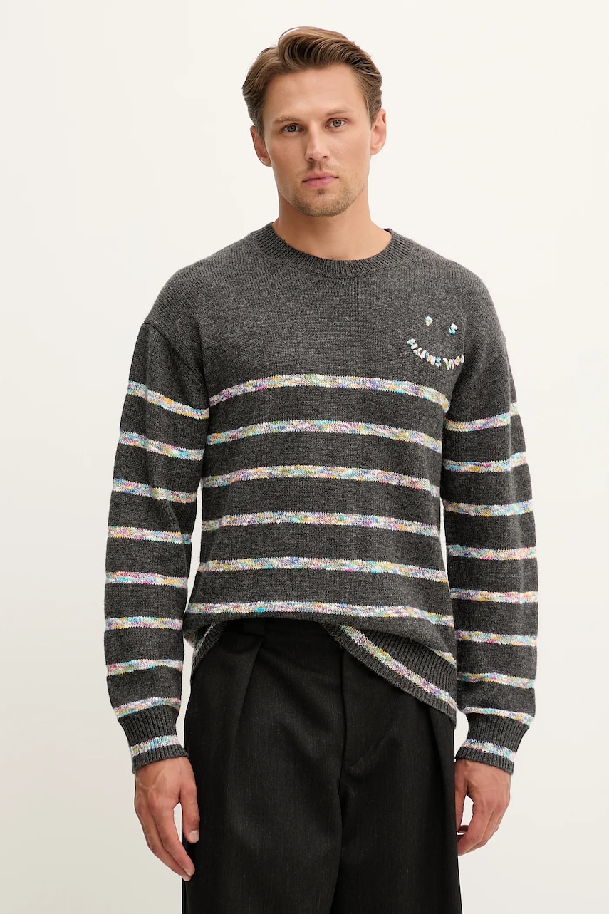 Levně Vlněný svetr PS Paul Smith pánský, šedá barva, M2R-507Z-T22516