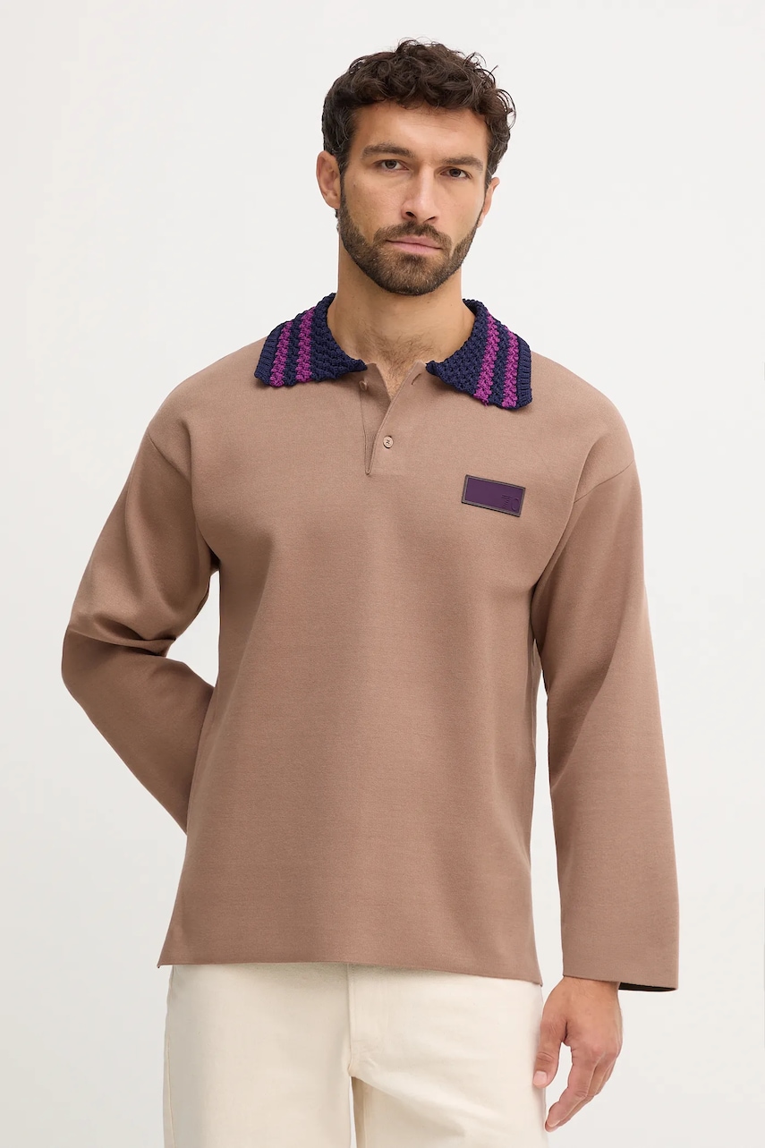 Levně Svetr EA7 Emporio Armani pánský, hnědá barva, AF18425.7X000387