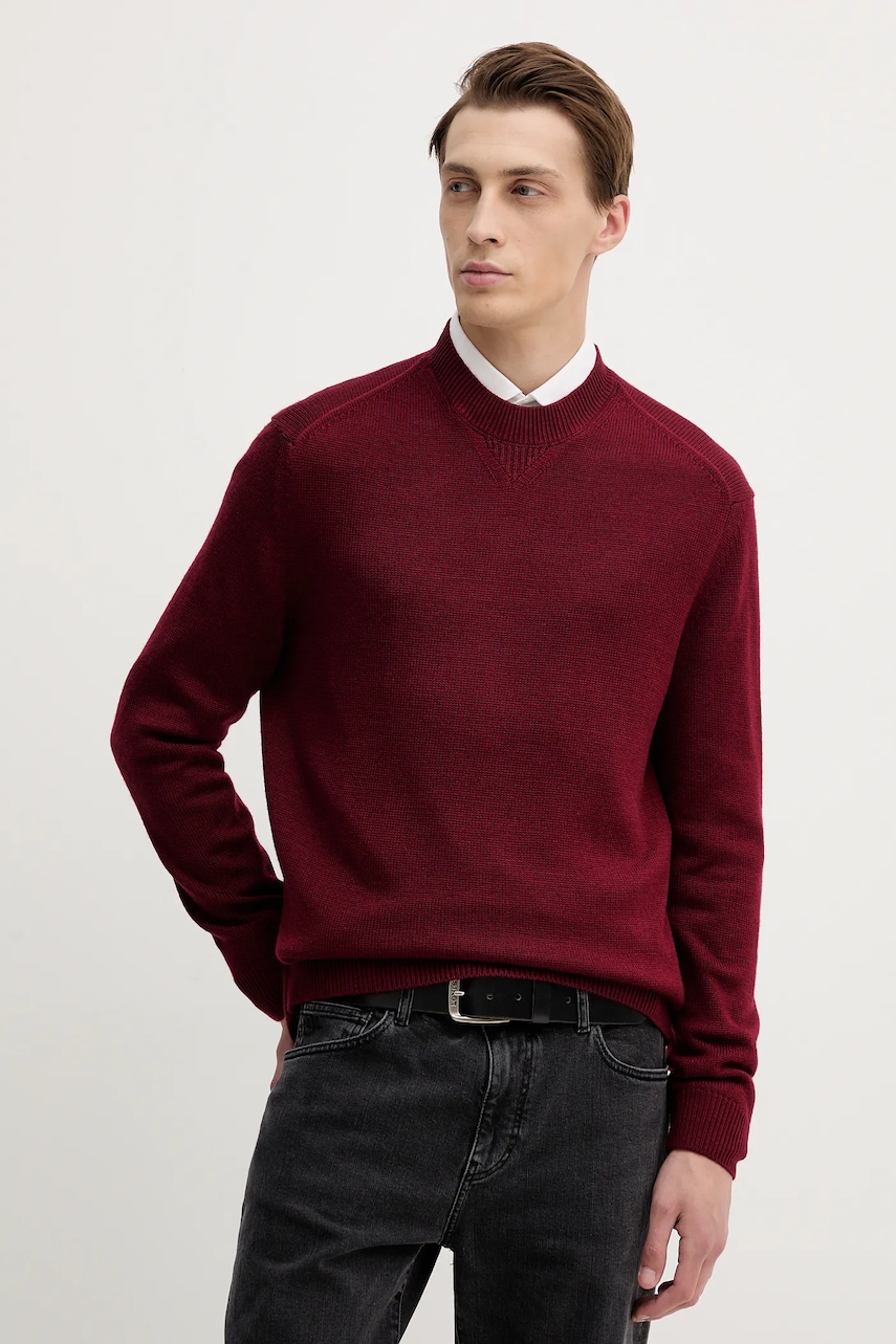 Levně Svetr z vlněné směsi Armani Exchange pánský, vínová barva, XM001916 AF14008