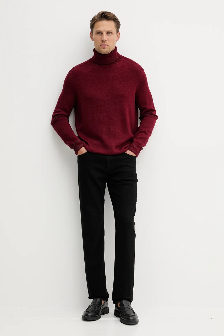 Свитер с примесью шерсти Armani Exchange цвет бордовый с гольфом XM001917 AF14008 Свитер с примесью шерсти Armani Exchange цвет бордовый с гольфом XM001917 AF14008