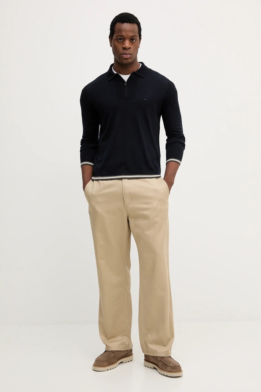 Шерстяной свитер Emporio Armani цвет синий лёгкий EM001512 AF14158