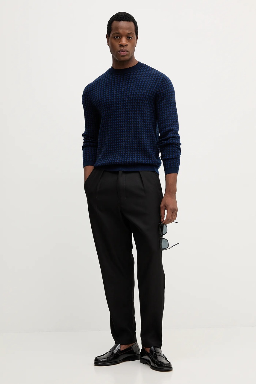 Шерстяной свитер Emporio Armani цвет синий лёгкий EM001989 AF14199