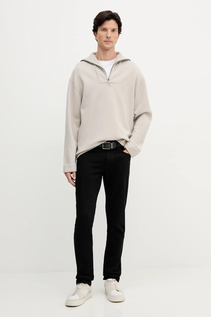 Шерстяной свитер Emporio Armani цвет бежевый EM002052 AF18104 Шерстяной свитер Emporio Armani цвет бежевый EM002052 AF18104