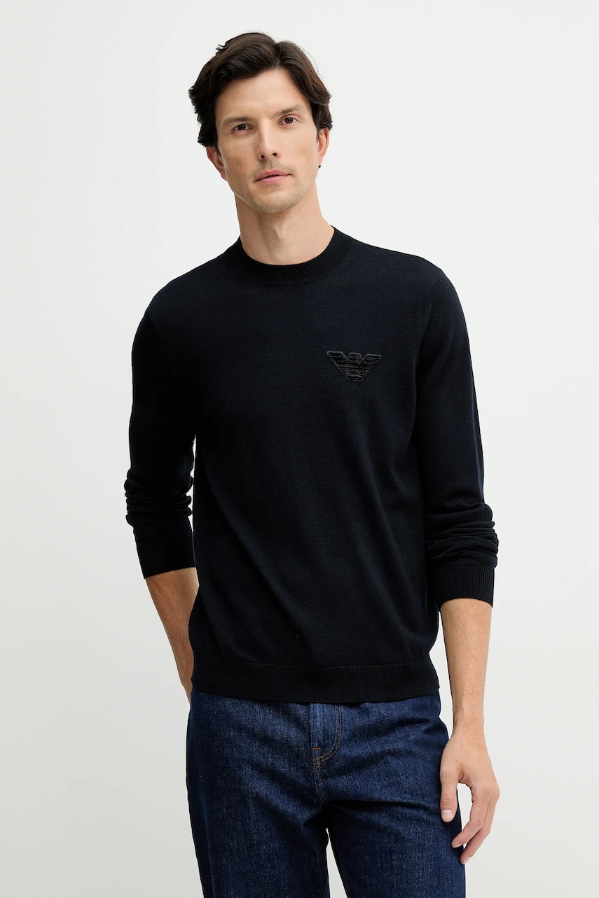 Emporio Armani pulover de lână culoarea bleumarin, light, EM002419 AF14158