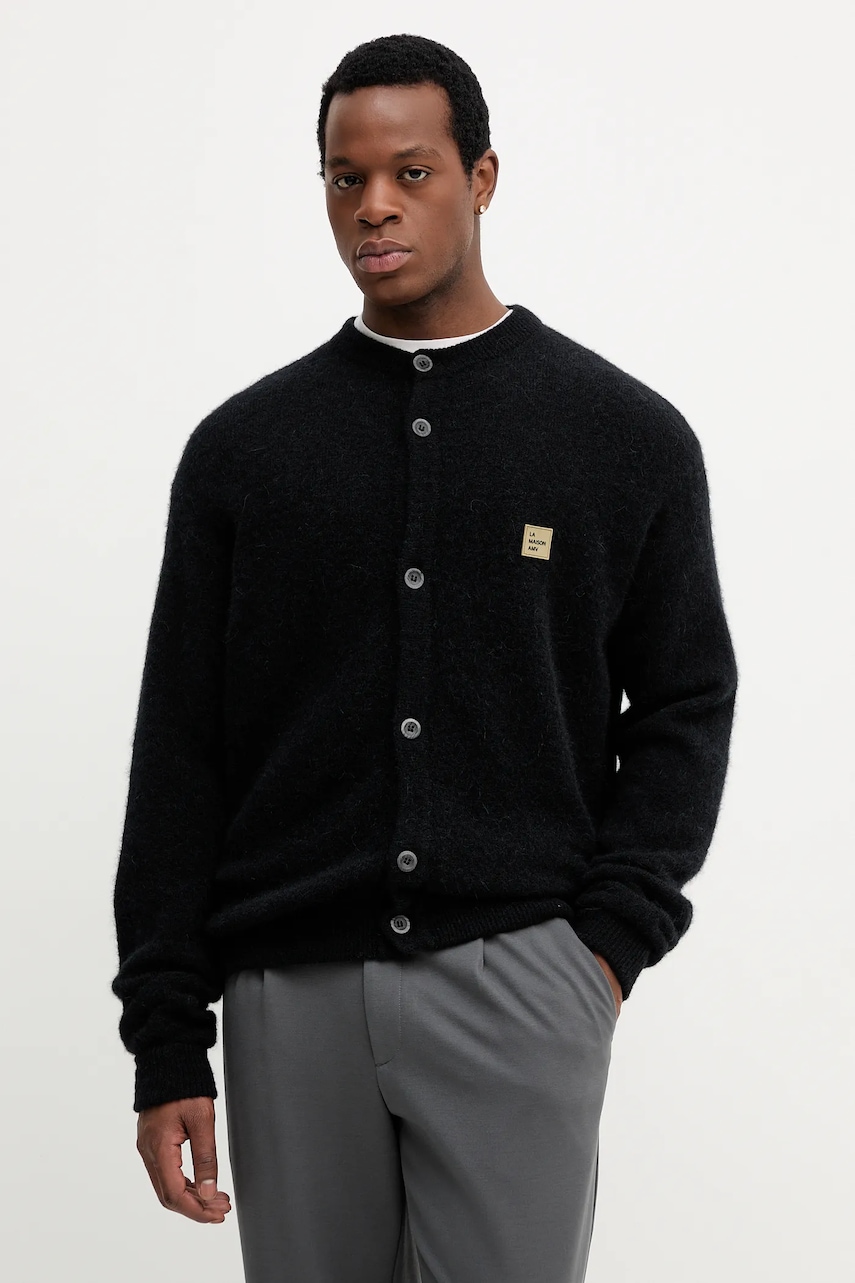 American Vintage cardigan din amestec de lână culoarea negru, MVITO19A