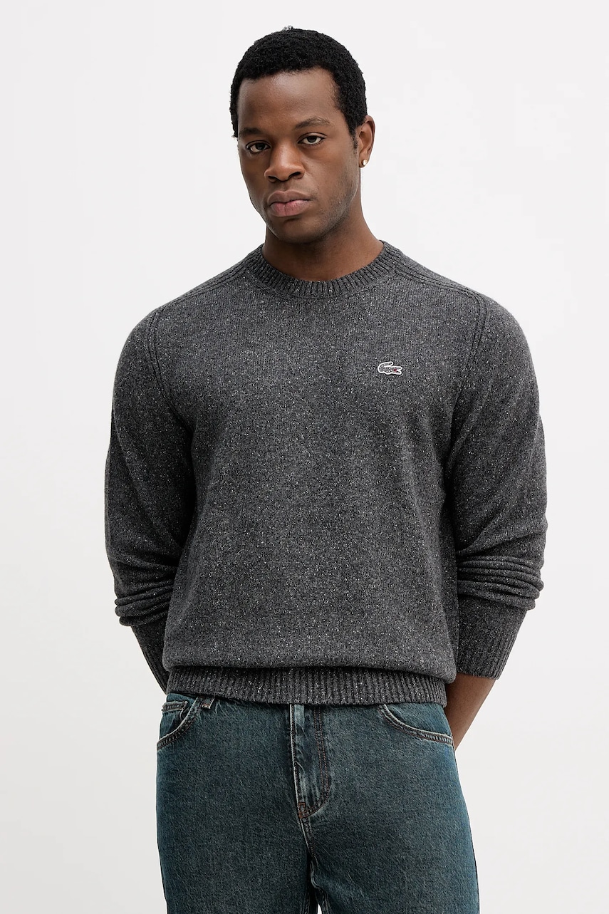 Lacoste pulover din amestec de lână culoarea gri, AH5173