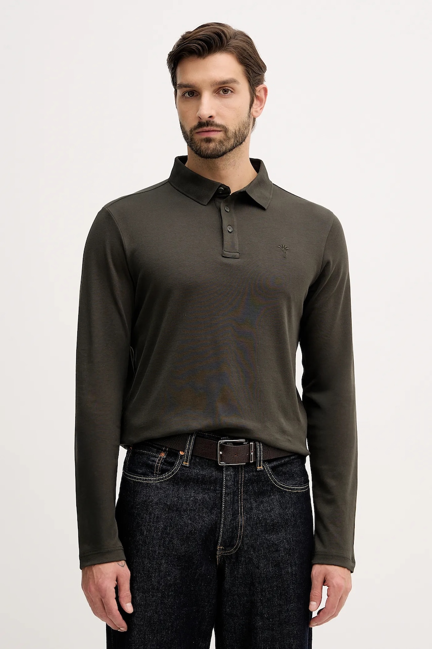 Joop! longsleeve din bumbac culoarea verde, uni, 30047432