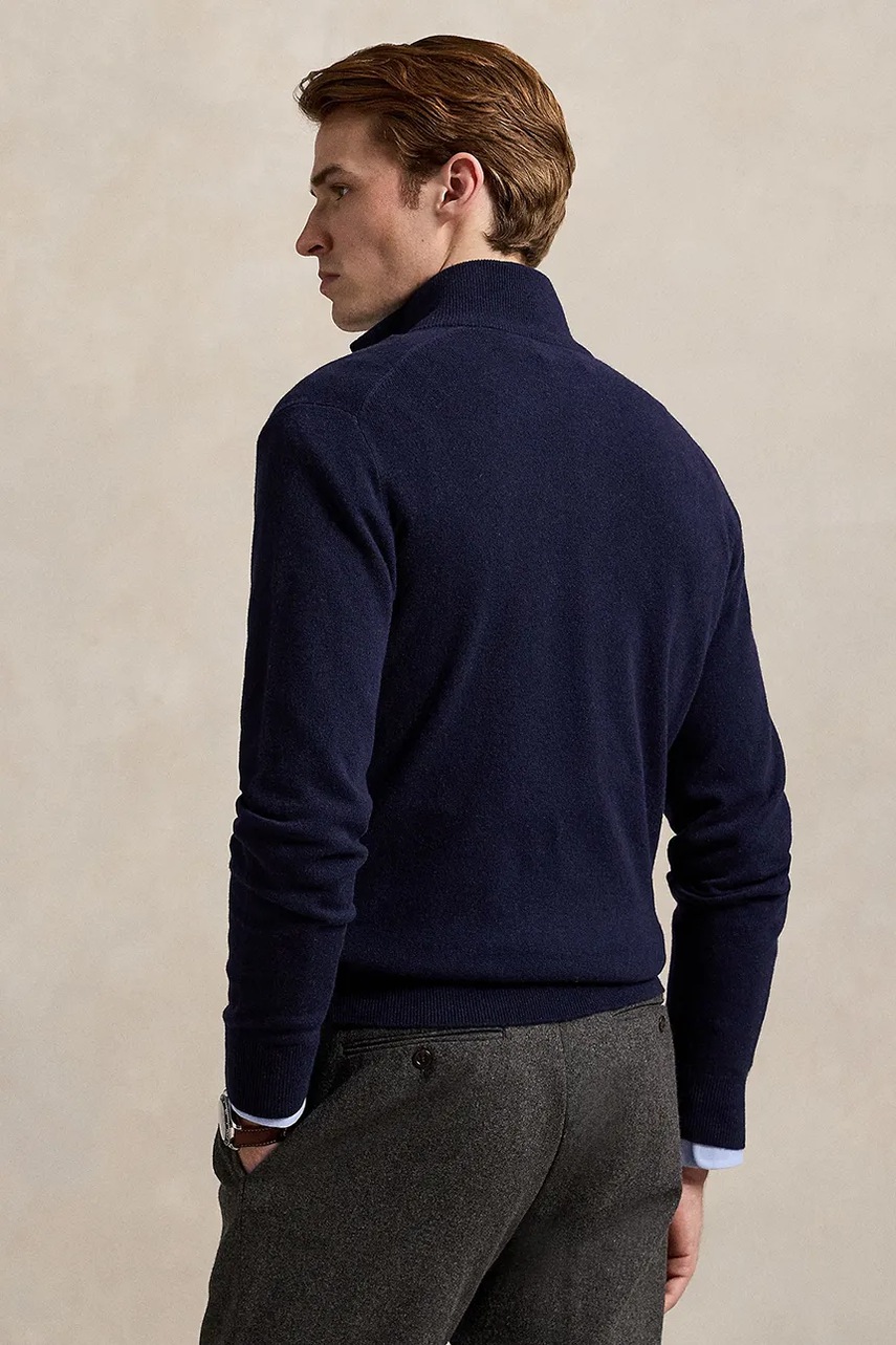 Шерстяной свитер Polo Ralph Lauren цвет синий с полугольфом 710876756