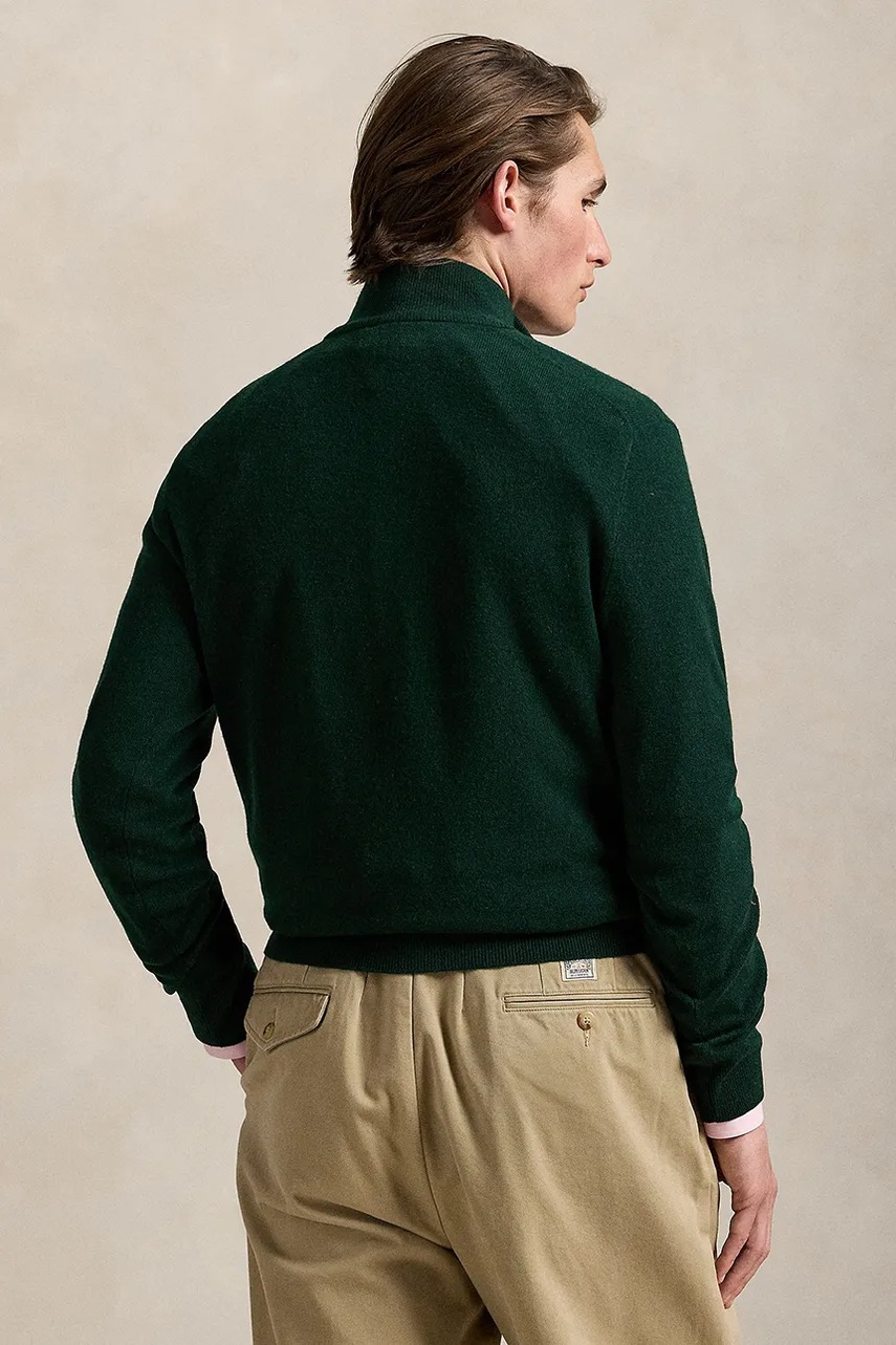 Шерстяной свитер Polo Ralph Lauren цвет зелёный с полугольфом 710876756