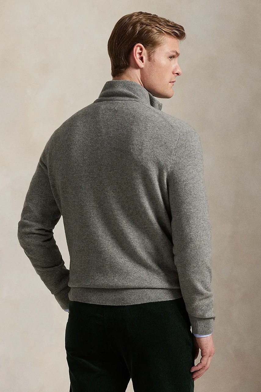 Шерстяной свитер Polo Ralph Lauren цвет серый с полугольфом 710876756
