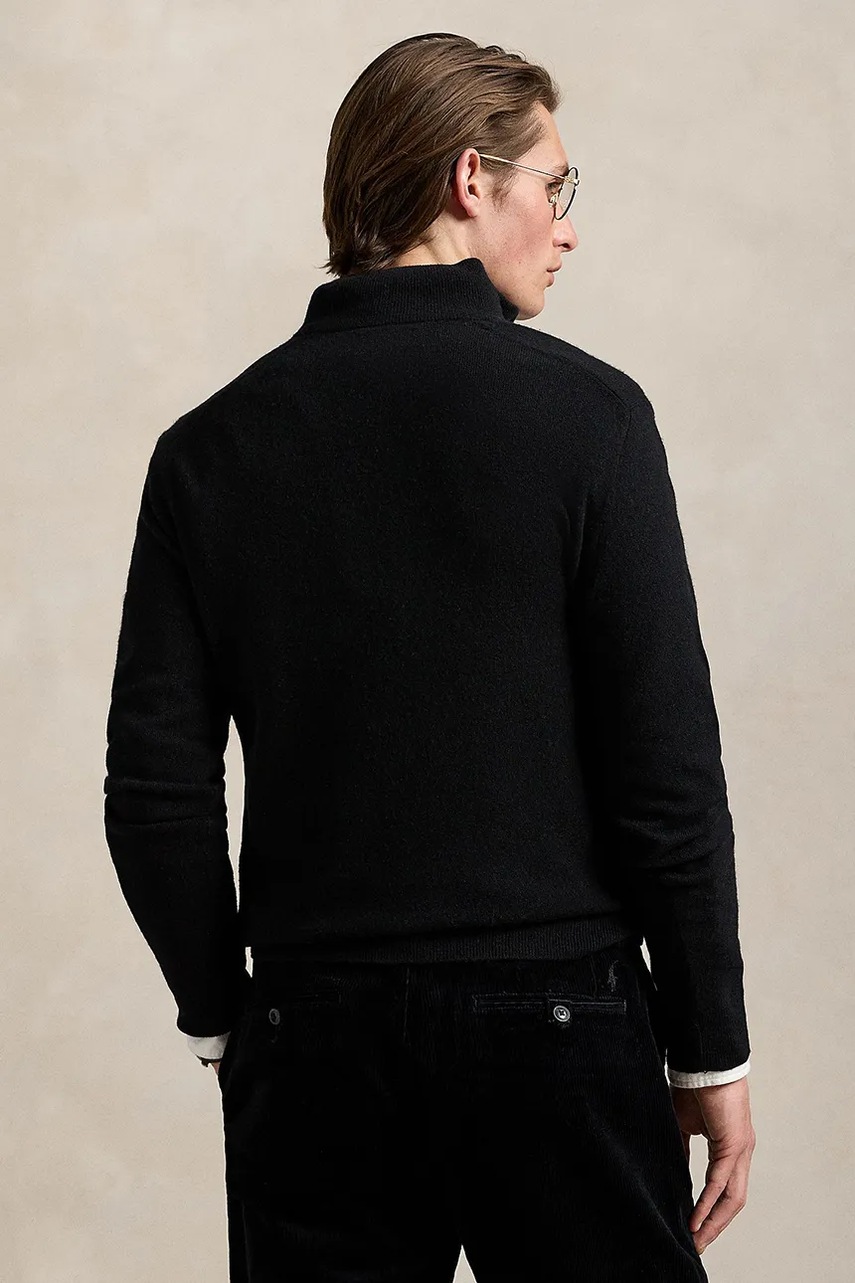 Шерстяной свитер Polo Ralph Lauren цвет чёрный с полугольфом 710876756