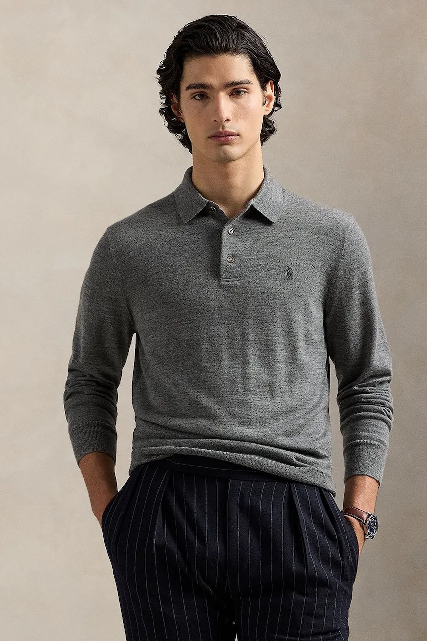Levně Svetr Polo Ralph Lauren pánský, šedá barva, 710941104