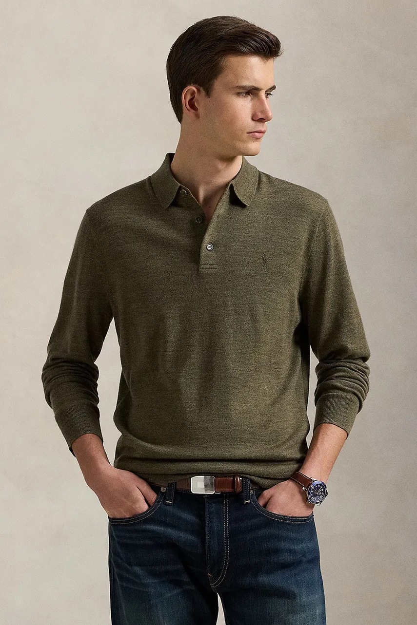 Levně Svetr Polo Ralph Lauren pánský, zelená barva, 710941104