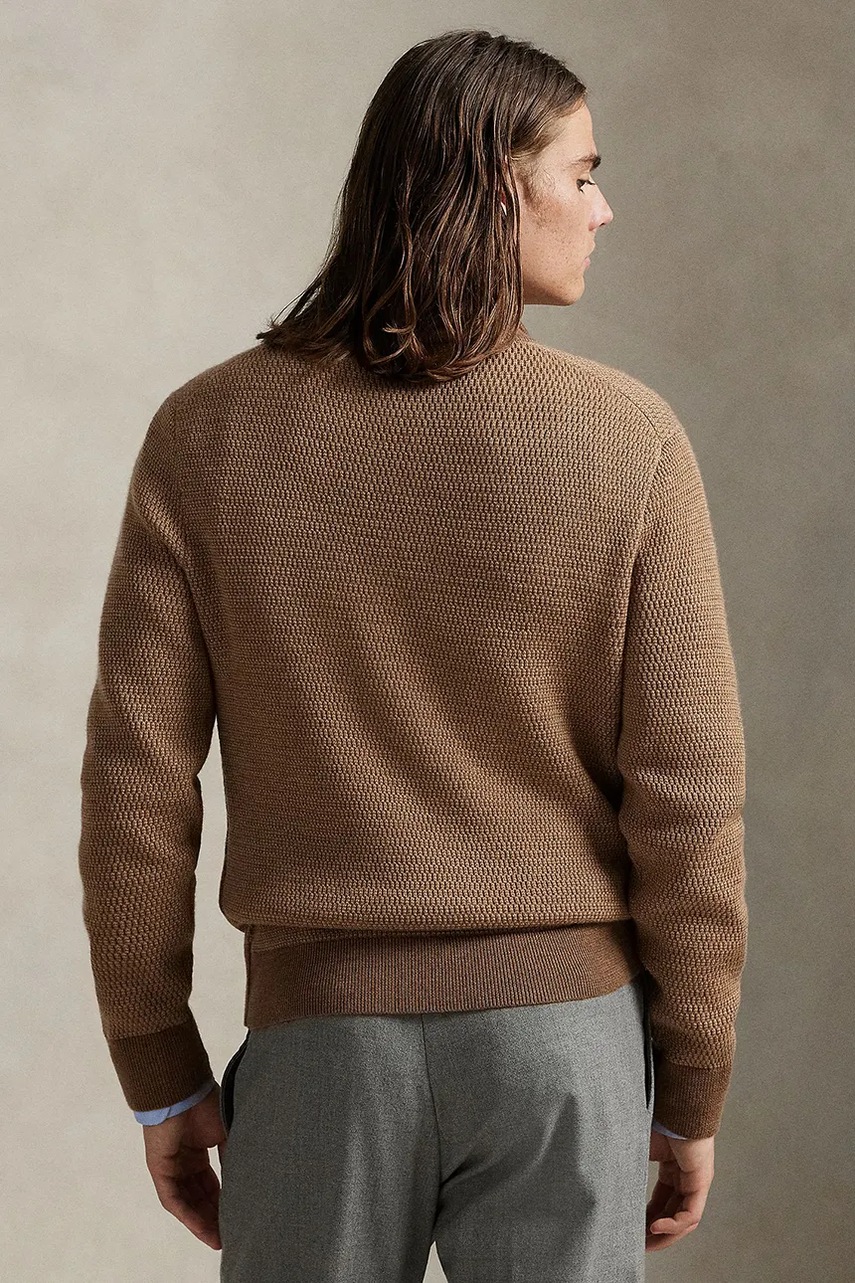 Шерстяной свитер Polo Ralph Lauren цвет зелёный с полугольфом 710948865