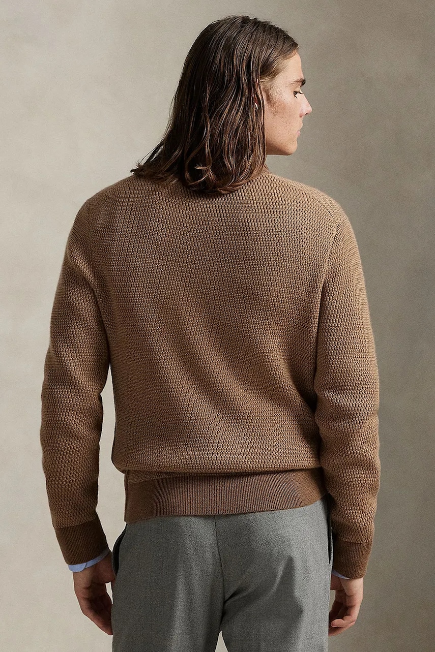 Шерстяной свитер Polo Ralph Lauren цвет зелёный с полугольфом 710948865 Шерстяной свитер Polo Ralph Lauren цвет зелёный с полугольфом 710948865