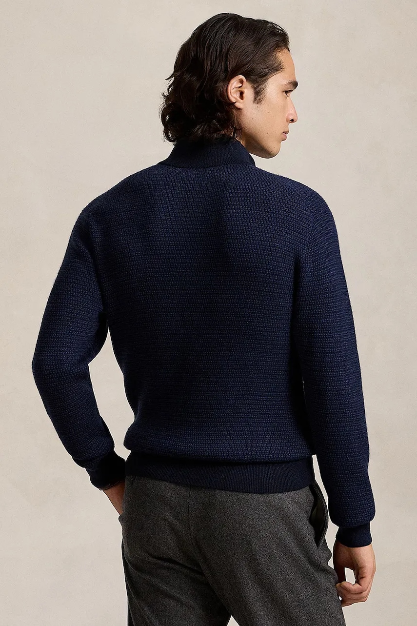 Шерстяной свитер Polo Ralph Lauren цвет синий с полугольфом 710948865 Шерстяной свитер Polo Ralph Lauren цвет синий с полугольфом 710948865