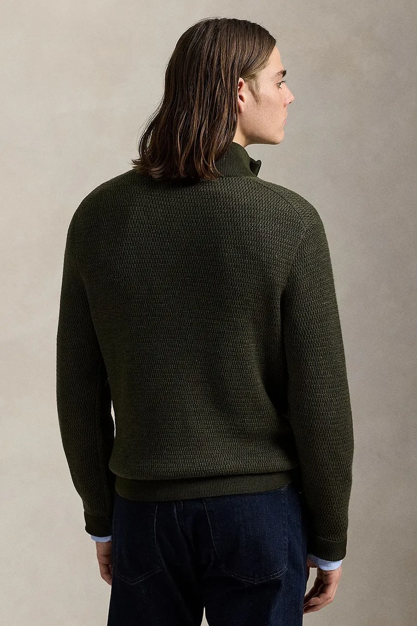 Шерстяной свитер Polo Ralph Lauren цвет зелёный с полугольфом 710948865