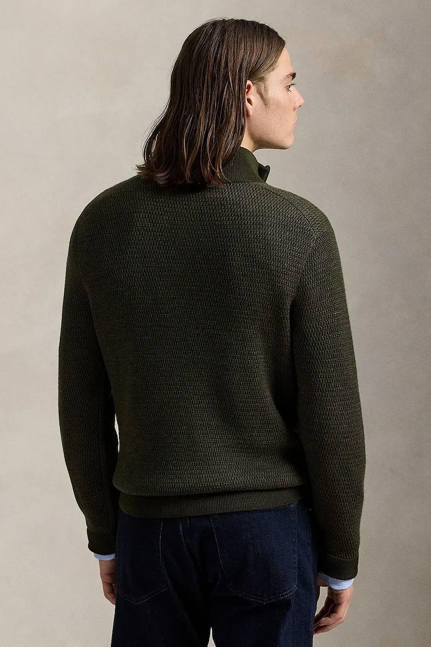 Шерстяной свитер Polo Ralph Lauren цвет зелёный с полугольфом 710948865 Шерстяной свитер Polo Ralph Lauren цвет зелёный с полугольфом 710948865