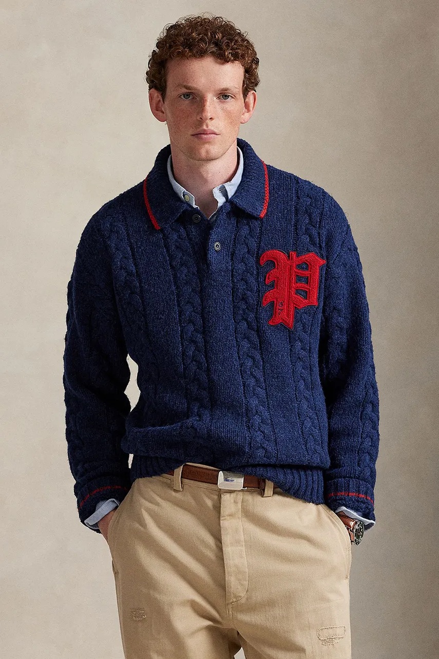 Levně Svetr s příměsí vlny Polo Ralph Lauren tmavomodrá barva, 710978087