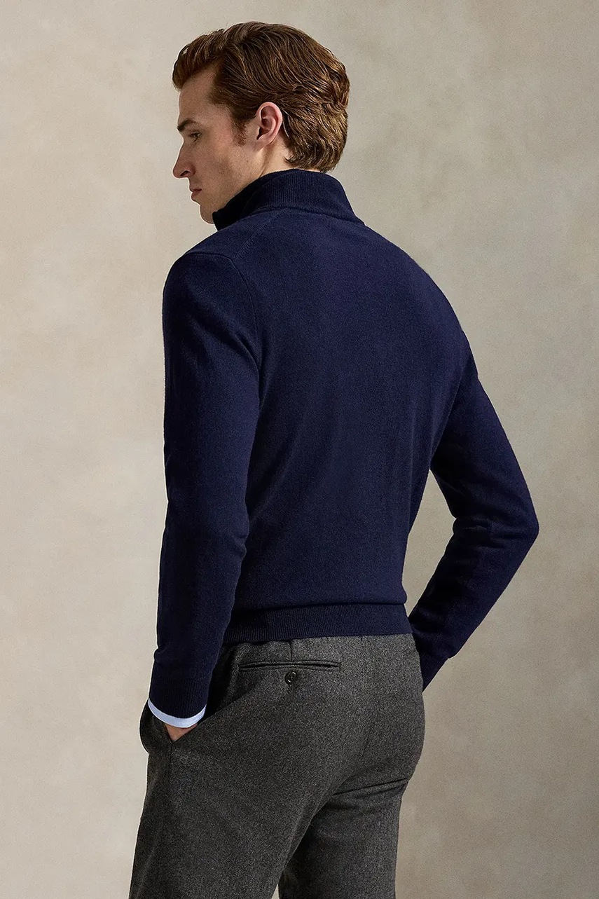 Шерстяной свитер Polo Ralph Lauren цвет синий с полугольфом 710978300