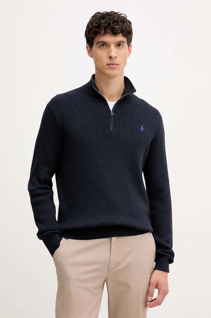 Levně Bavlněný svetr Polo Ralph Lauren pánský, tmavomodrá barva, 710979101