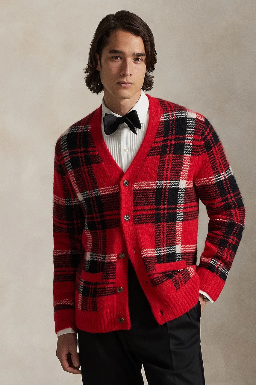 Levně Kardigan Polo Ralph Lauren pánský, červená barva, 710980843