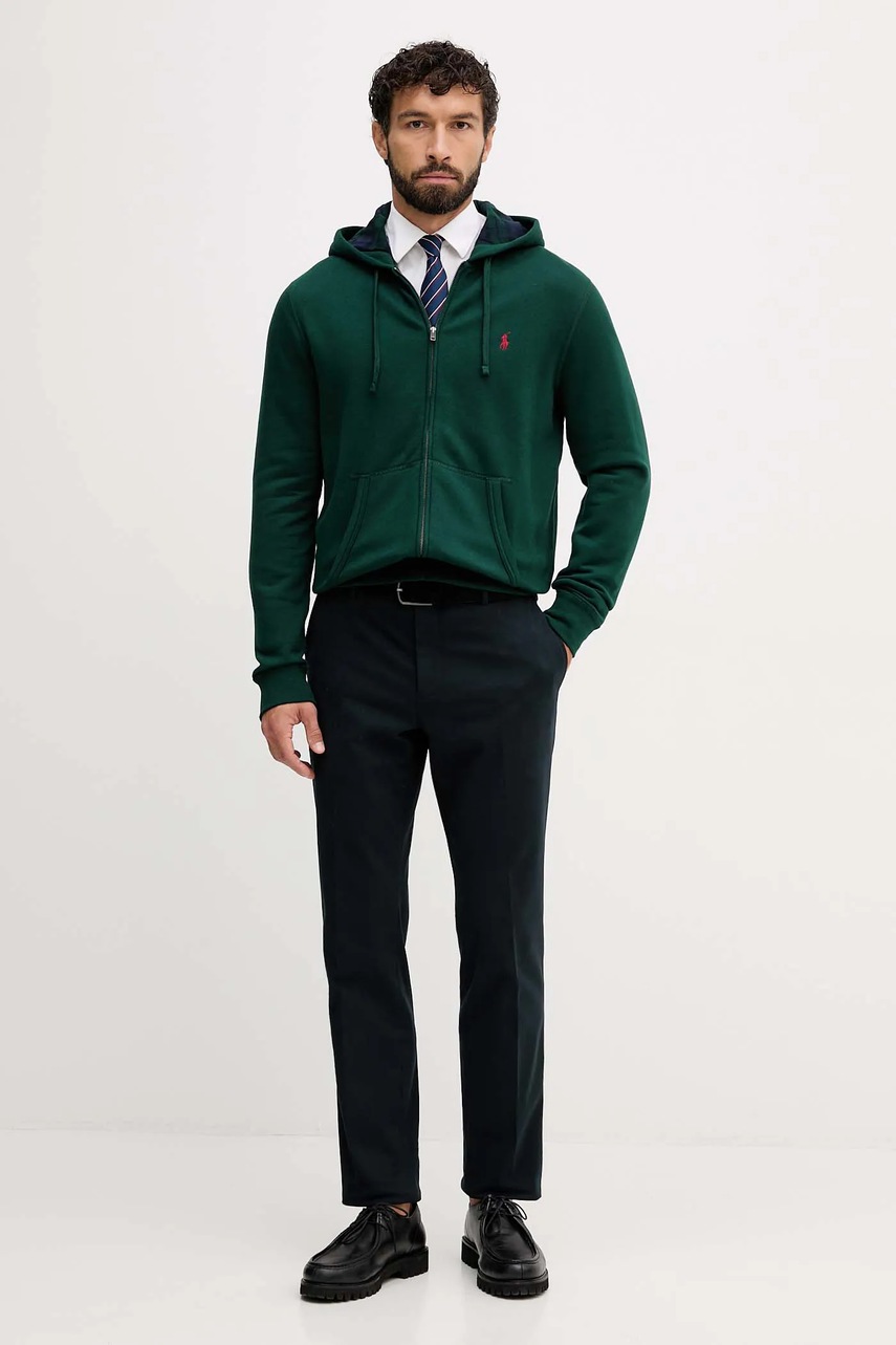 Кофта Polo Ralph Lauren цвет зелёный с капюшоном однотонная 710981467