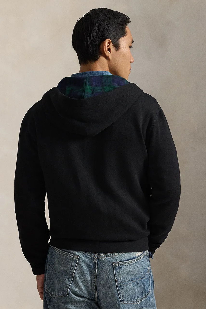 Кофта Polo Ralph Lauren цвет чёрный с капюшоном однотонная 710981467