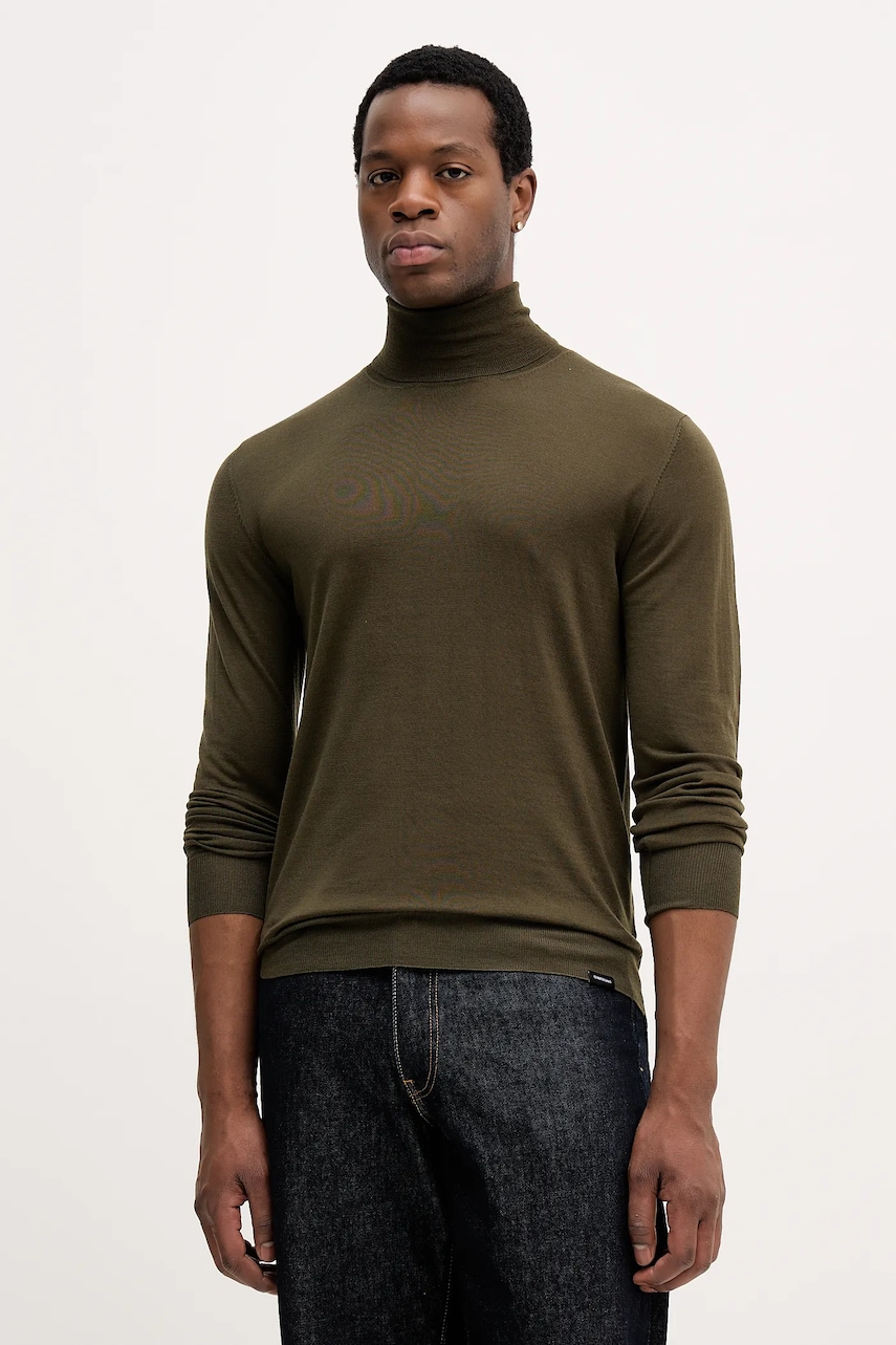 Colmar pulover de lână culoarea verde, light, cu guler, 4485.4ZS