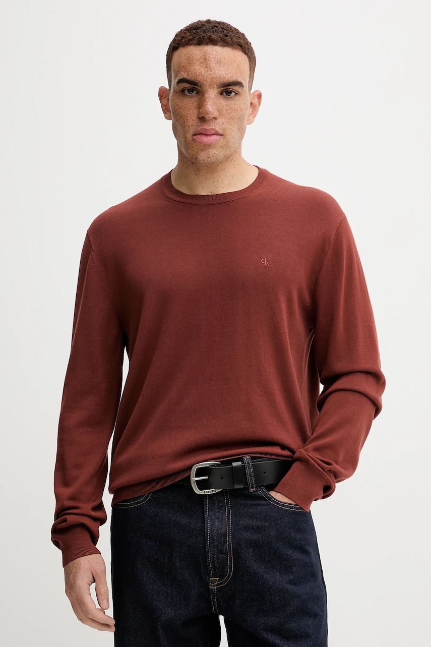 Levně Svetr Calvin Klein pánský, oranžová barva, LV040BM356