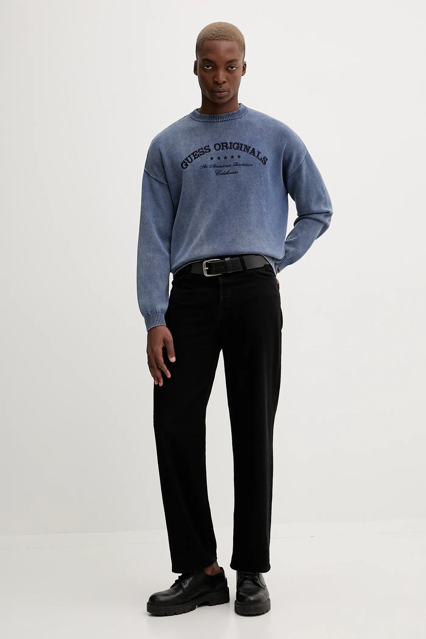 Хлопковый свитер Guess Originals цвет синий лёгкий M5BR01 Z3P41