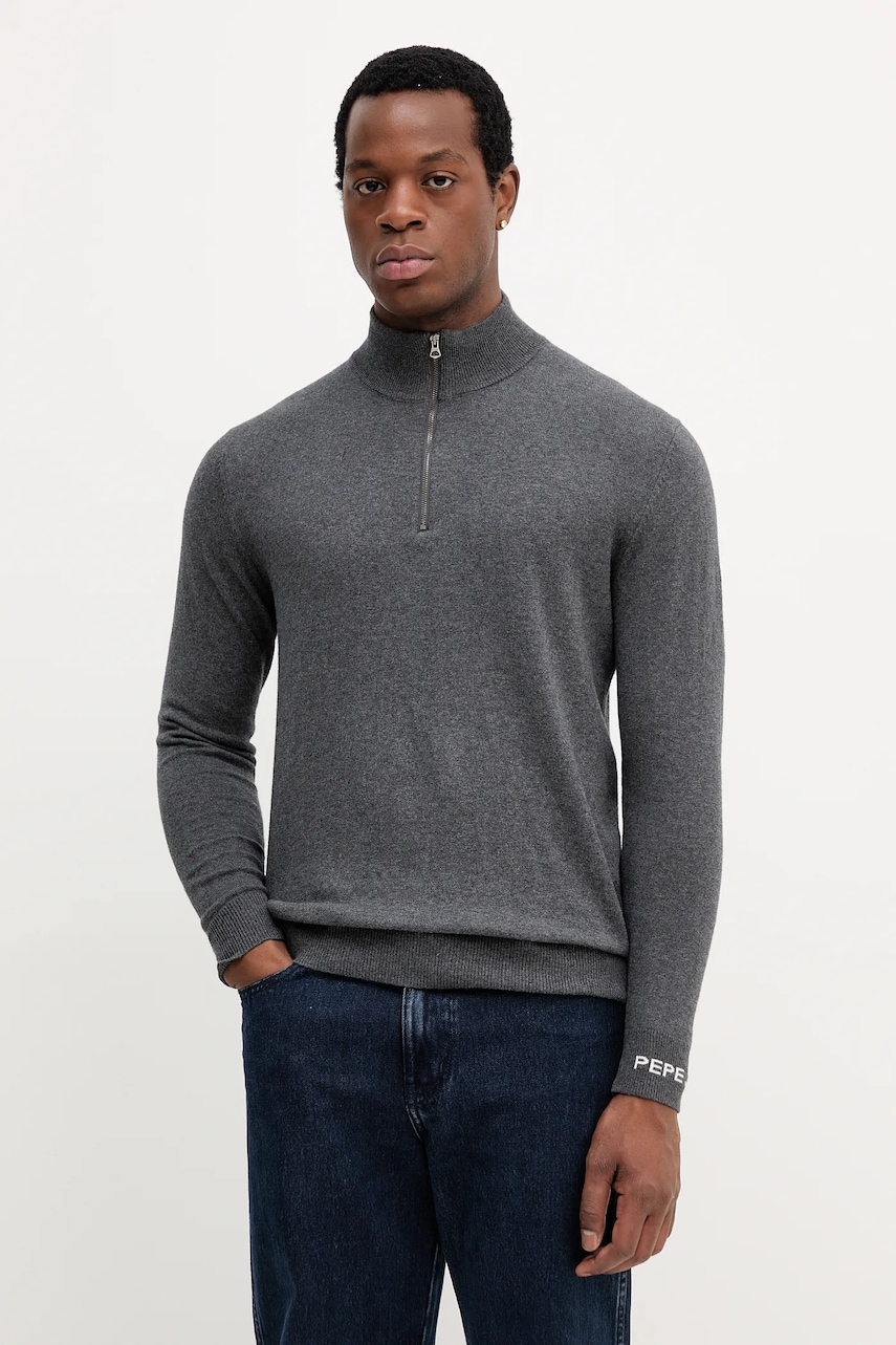 Pepe Jeans pulover din amestec de lână culoarea gri, light, cu turtleneck, PM7000012