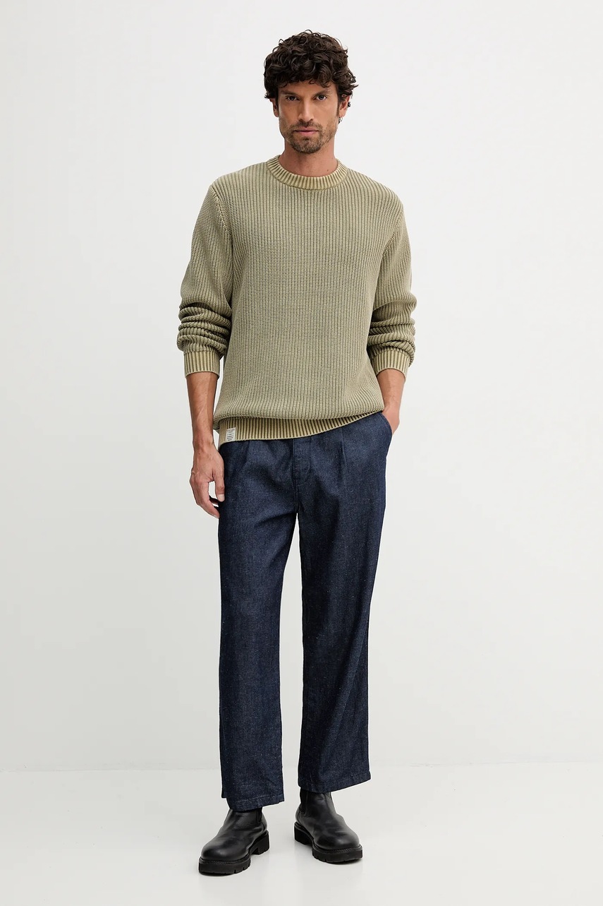 Хлопковый свитер Pepe Jeans цвет зелёный тёплый PM7000022