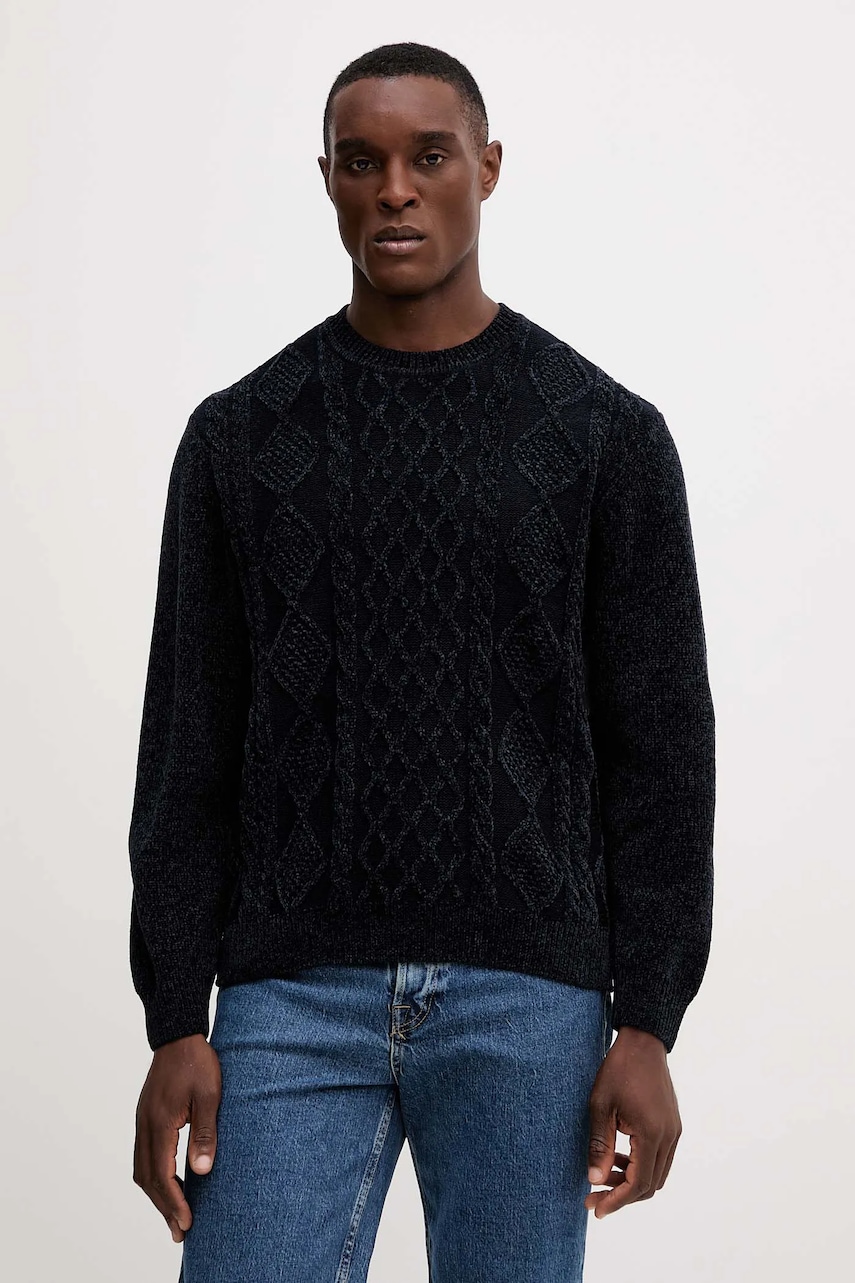 Armani Exchange pulover din amestec de lână culoarea bleumarin, călduros, XM001331 AF13776