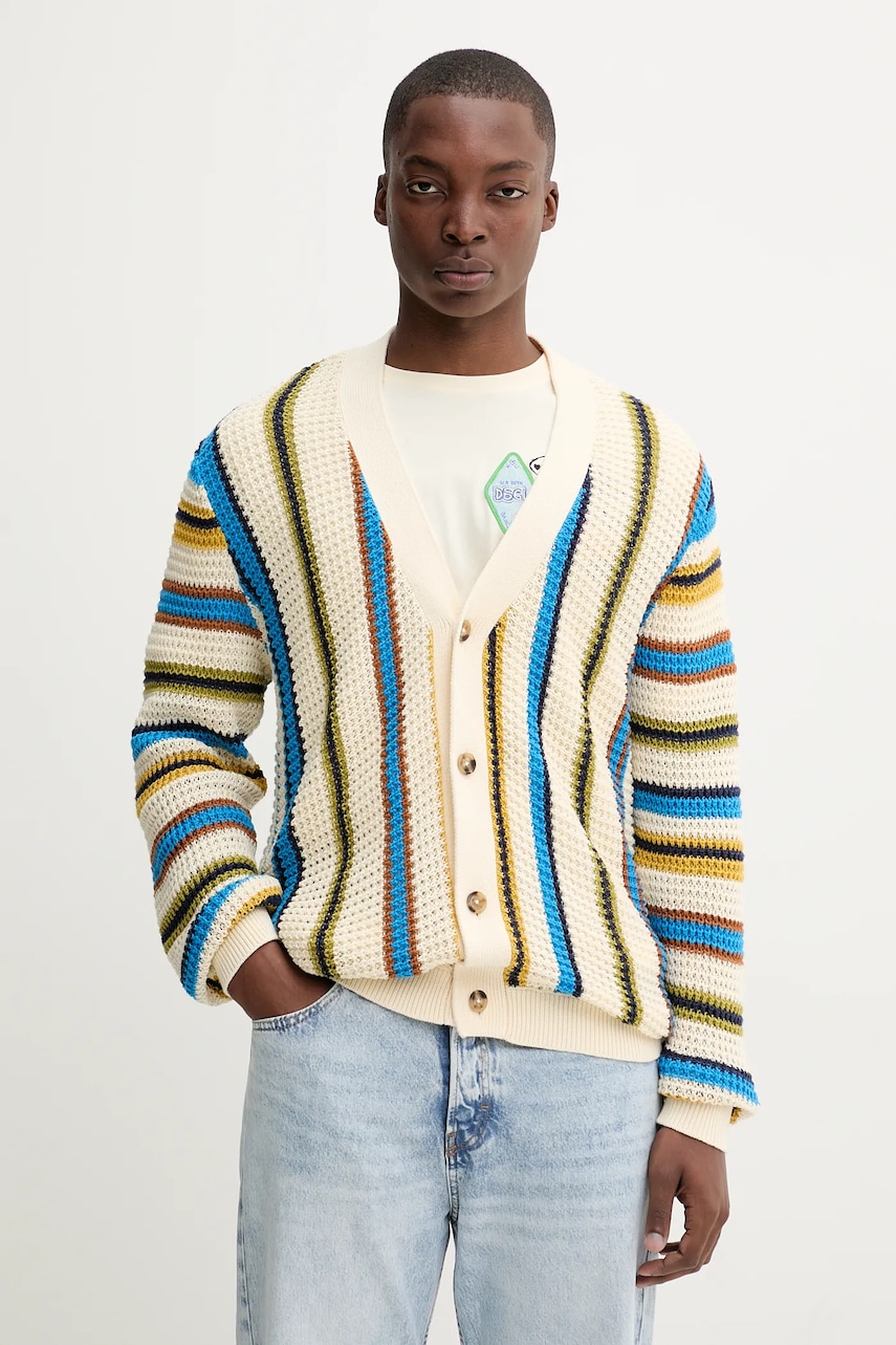 Desigual cardigan din bumbac CADAQUES culoarea bej, 25WMJF01