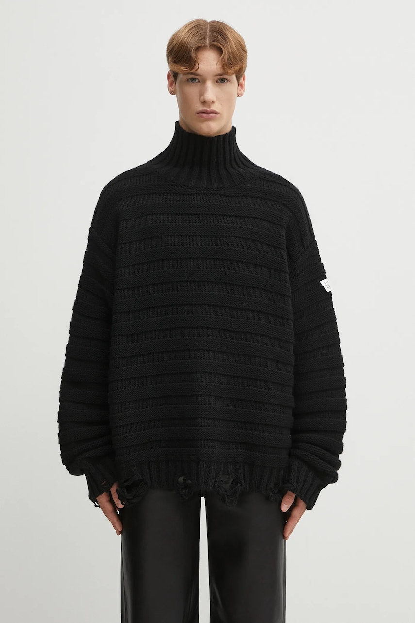 MM6 Maison Margiela pulover de lână culoarea negru, cu guler, SH0HA0004.M13040.900