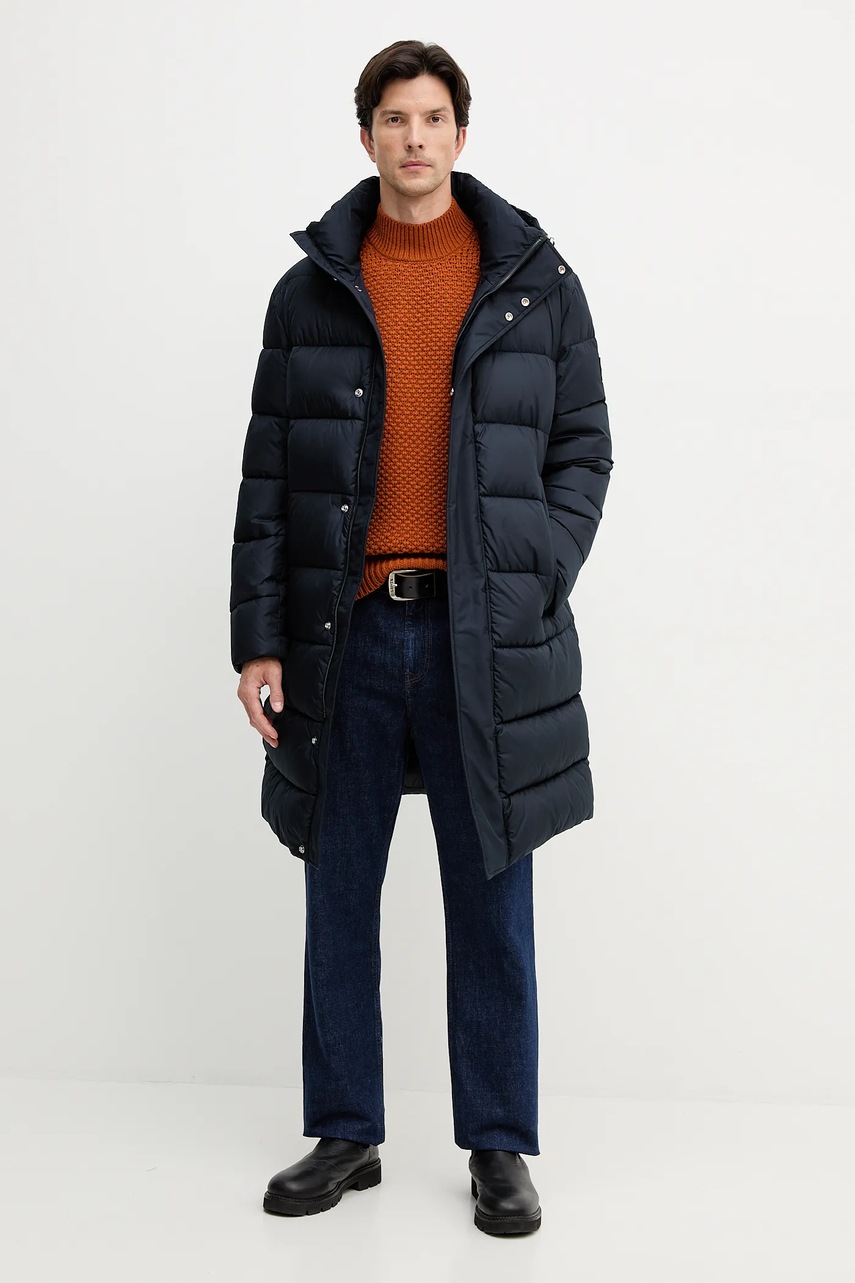 Шерстяной свитер BOSS цвет оранжевый с полугольфом 50550008