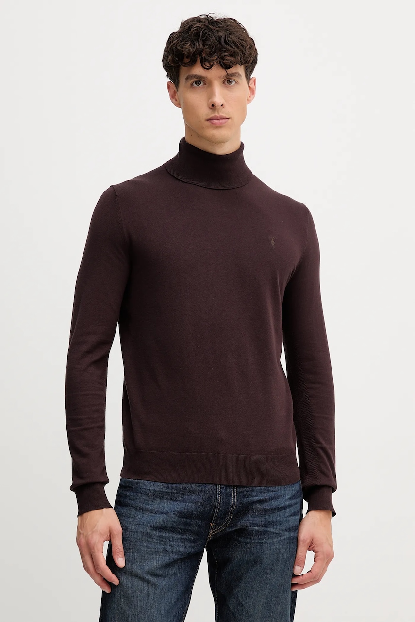 Trussardi pulover culoarea maro, light, cu guler, M0178000019N