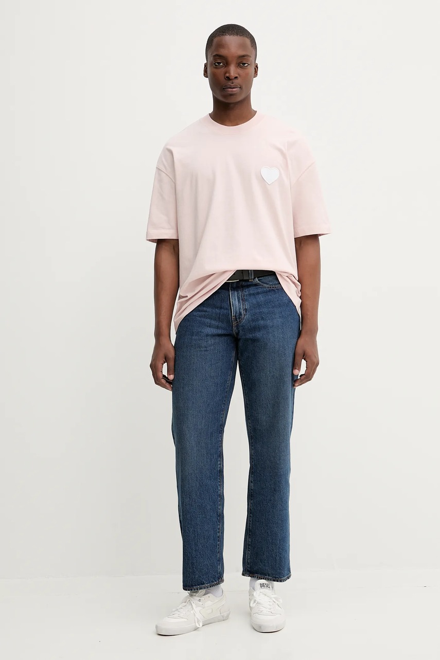 Хлопковая футболка AllSaints LOVER цвет розовый с аппликацией M041JC