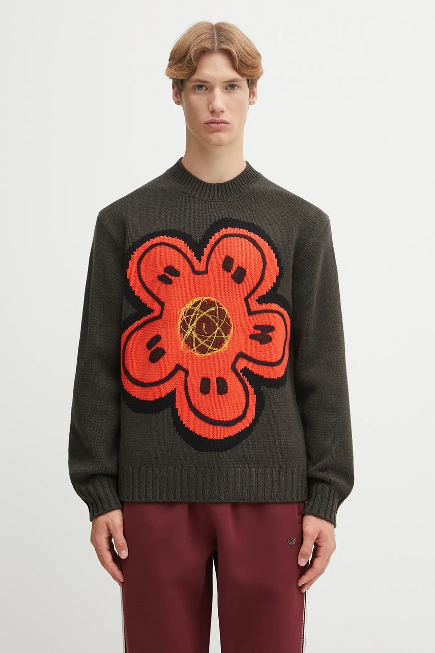 Kenzo pulover de lână Rws Futura Jumper culoarea verde, FF65PU7413CK