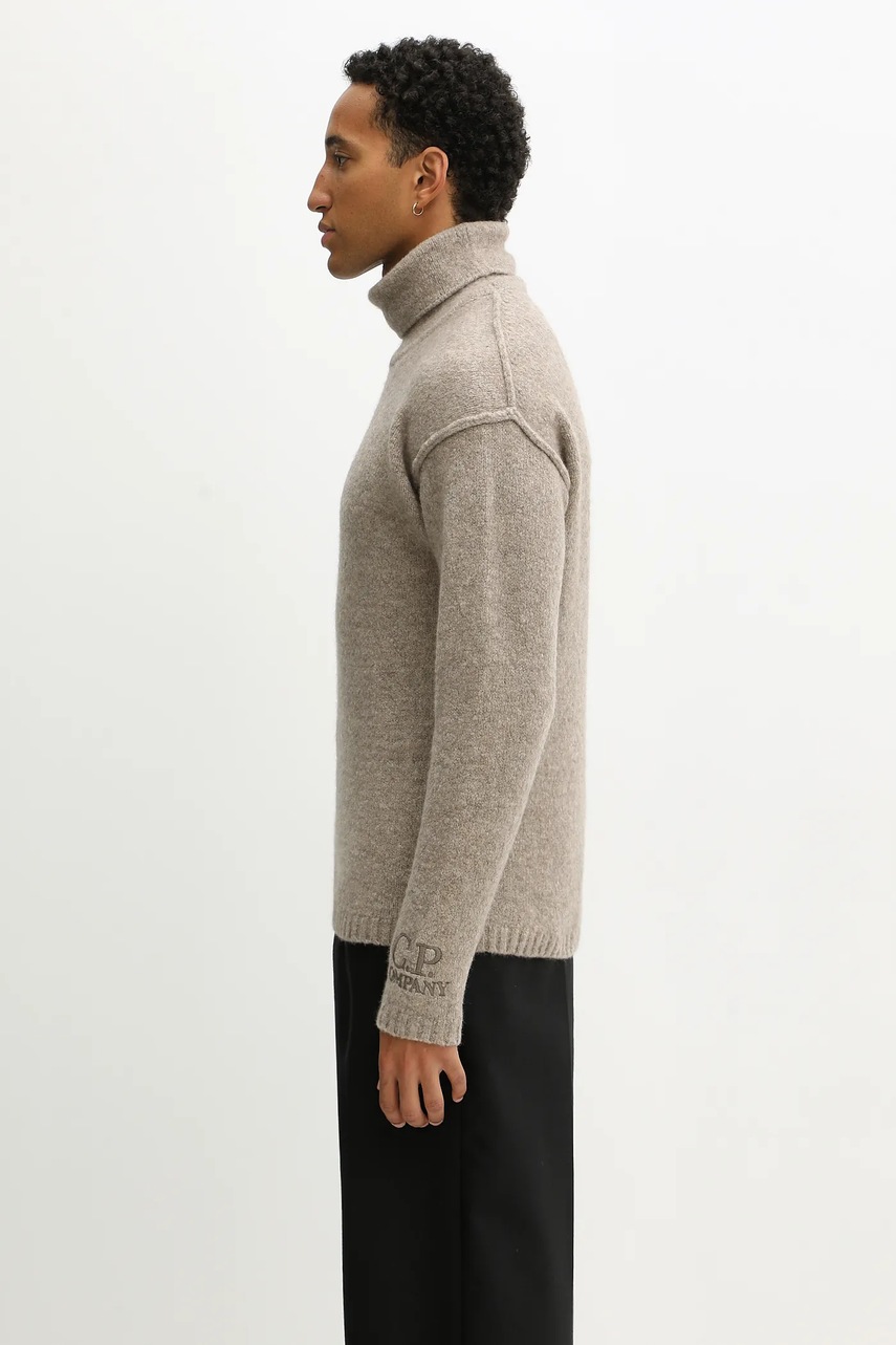 Свитер с добавлением шерсти C.P. Company цвет бежевый тёплый с гольфом 19CMKN281A110509A