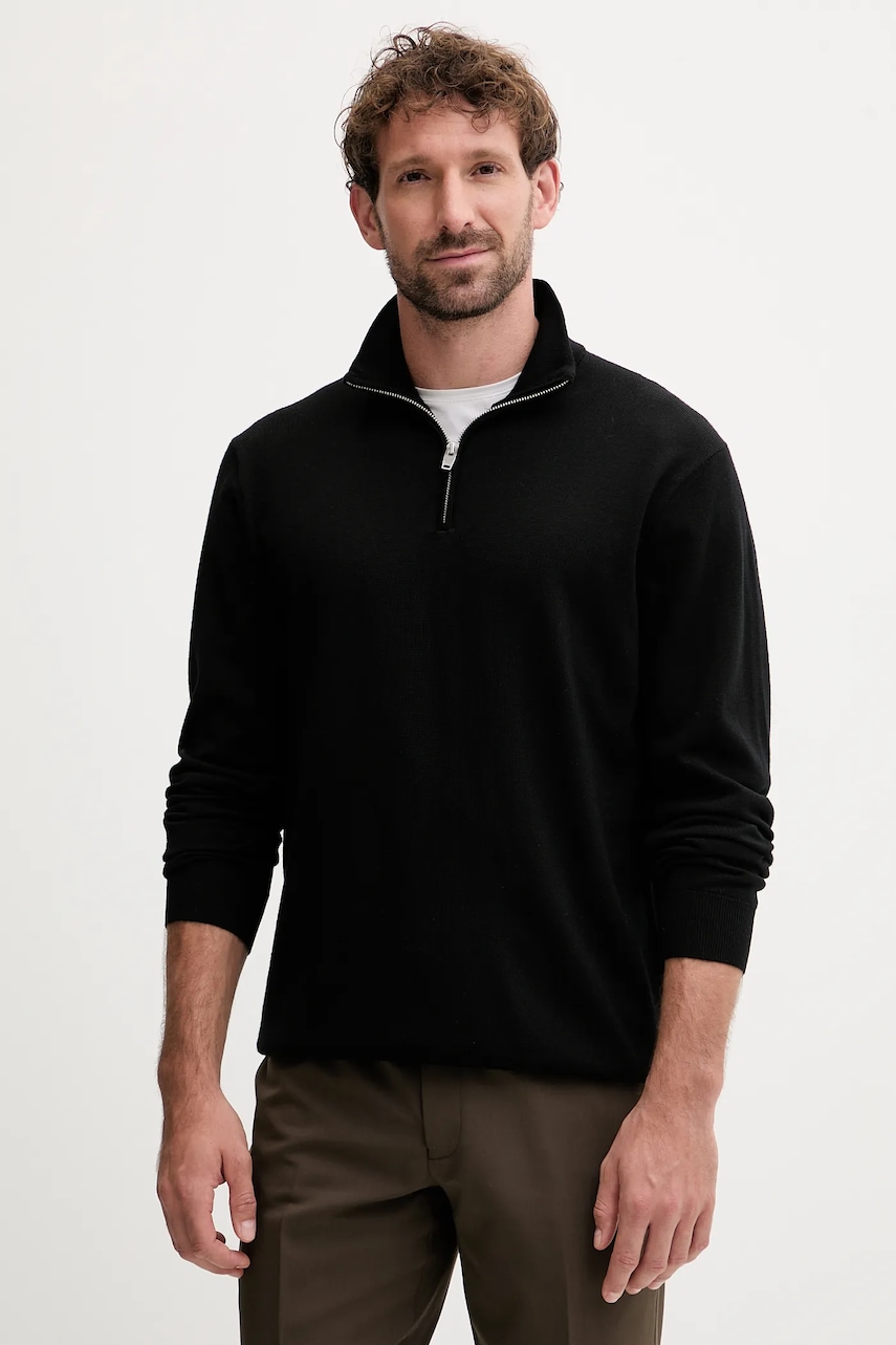 Lindbergh pulover de lână culoarea negru, light, cu guler, 30-842126