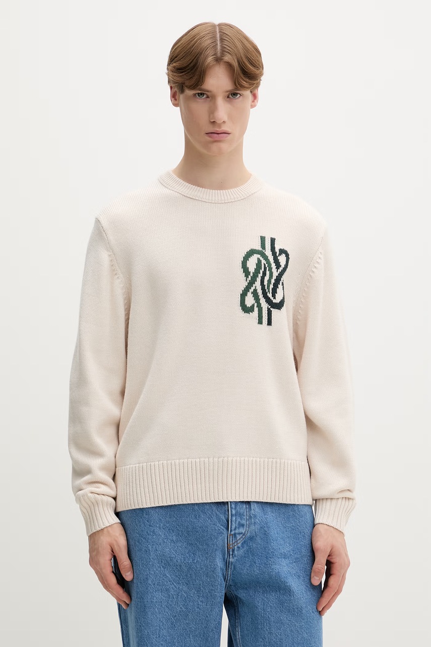 Filling Pieces πουλόβερ ανδρικό με μαλλί Knit Sweater Knot 422575500265 μπεζ L,XL,M