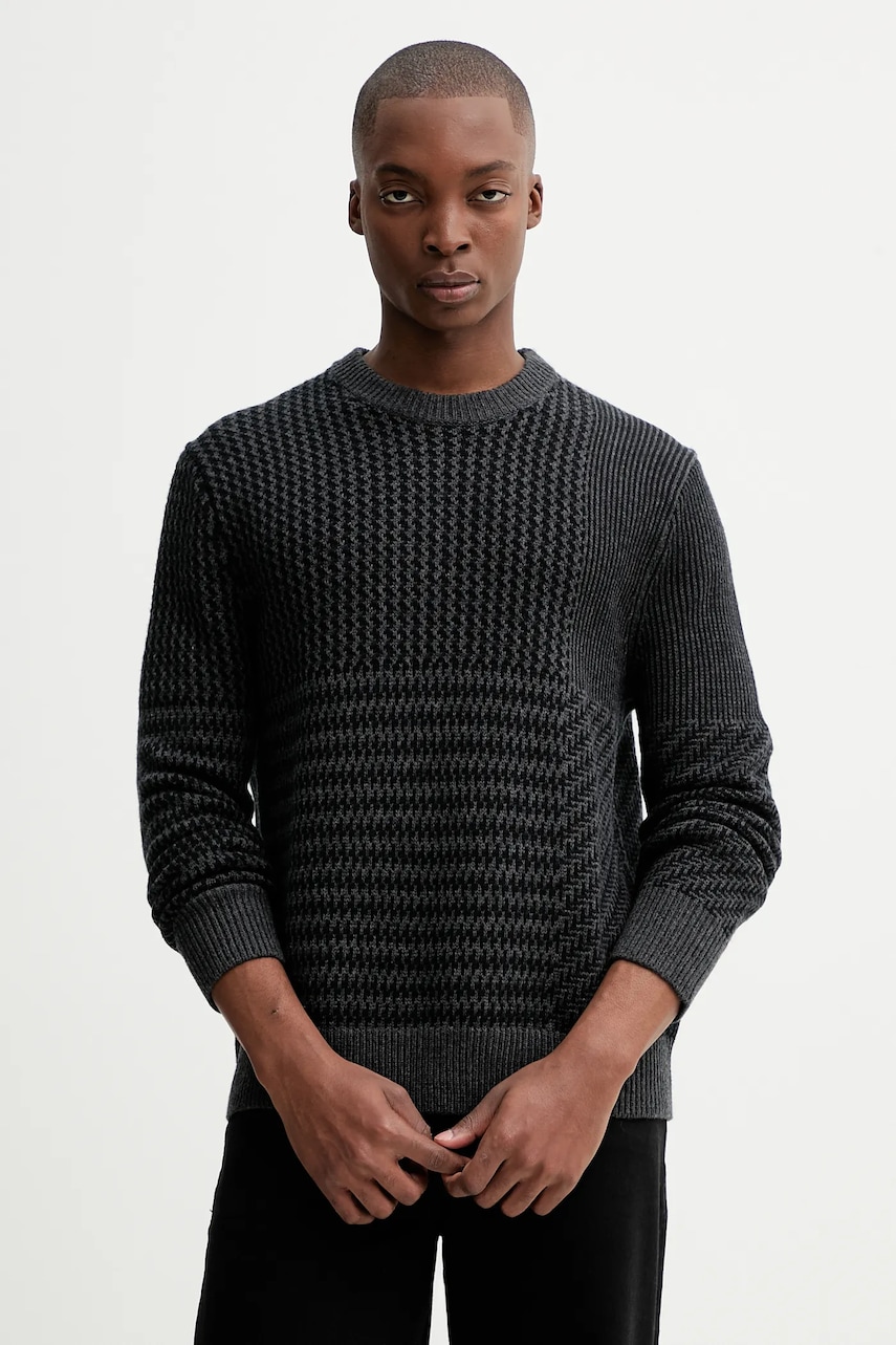 Svetr s příměsí vlny Calvin Klein šedá barva, LV04LD306G