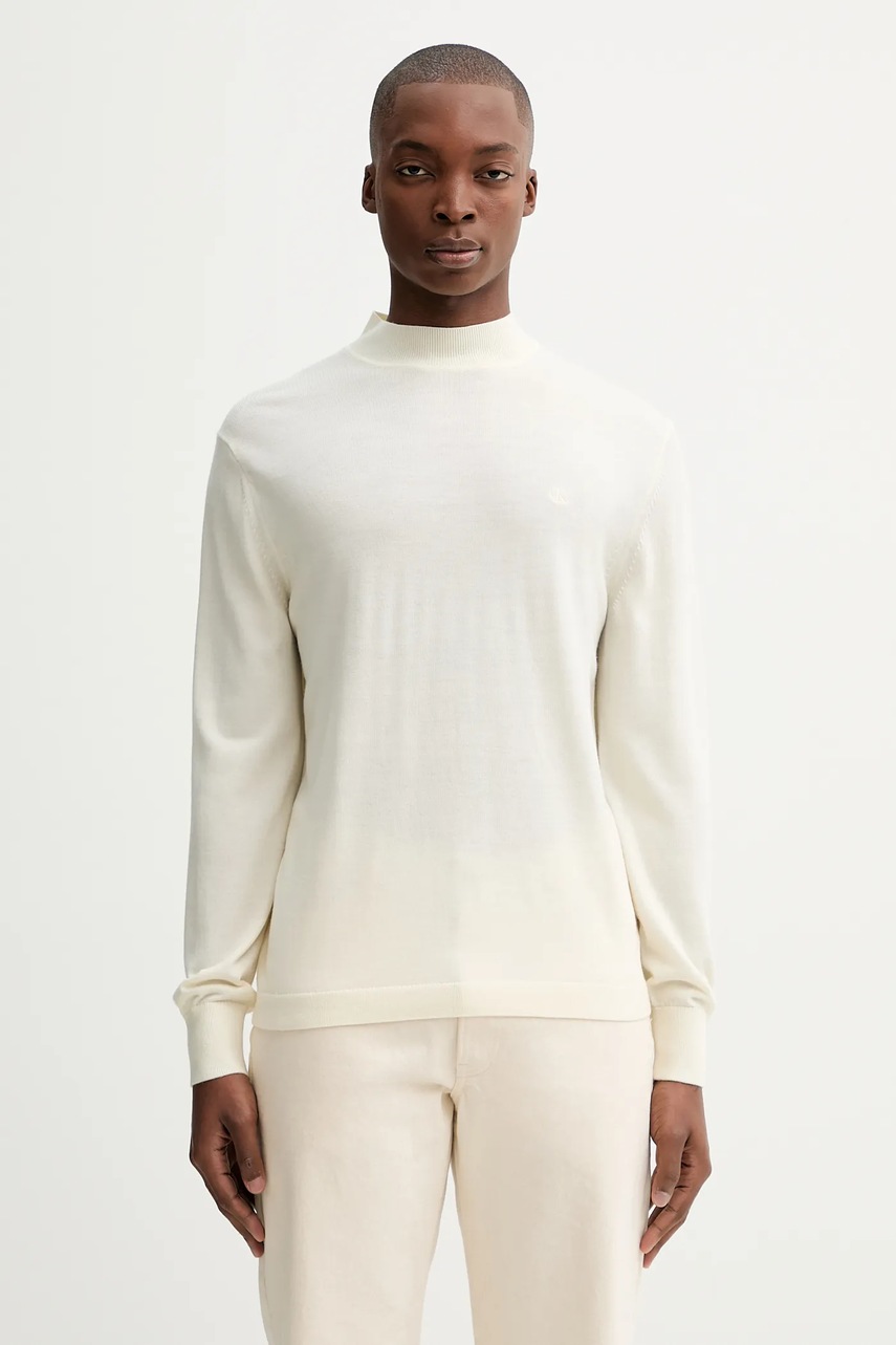 

Вълнен пуловер Calvin Klein мъжки в бежово от лека материя LV04LE309G, Бежов