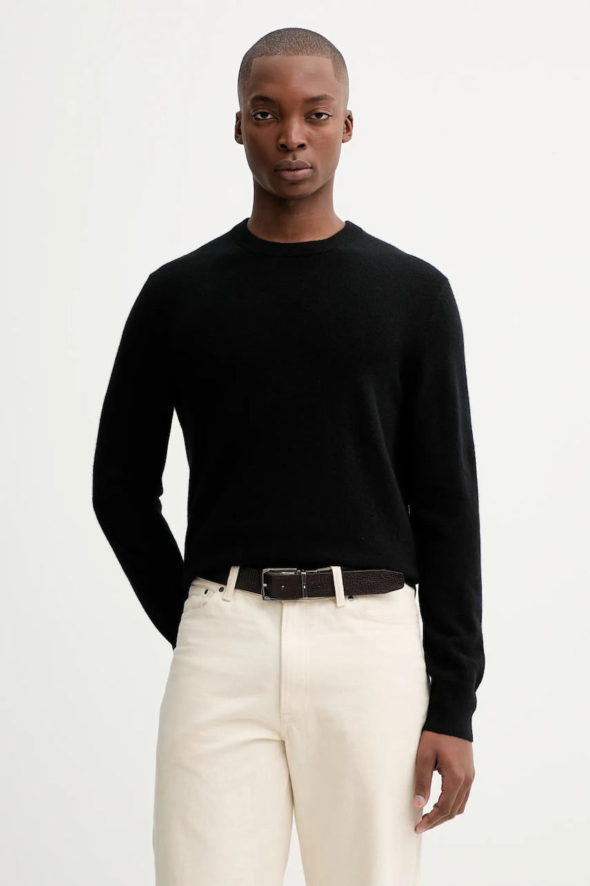 Levně Kašmírový svetr Calvin Klein pánský, černá barva, LV040EM344