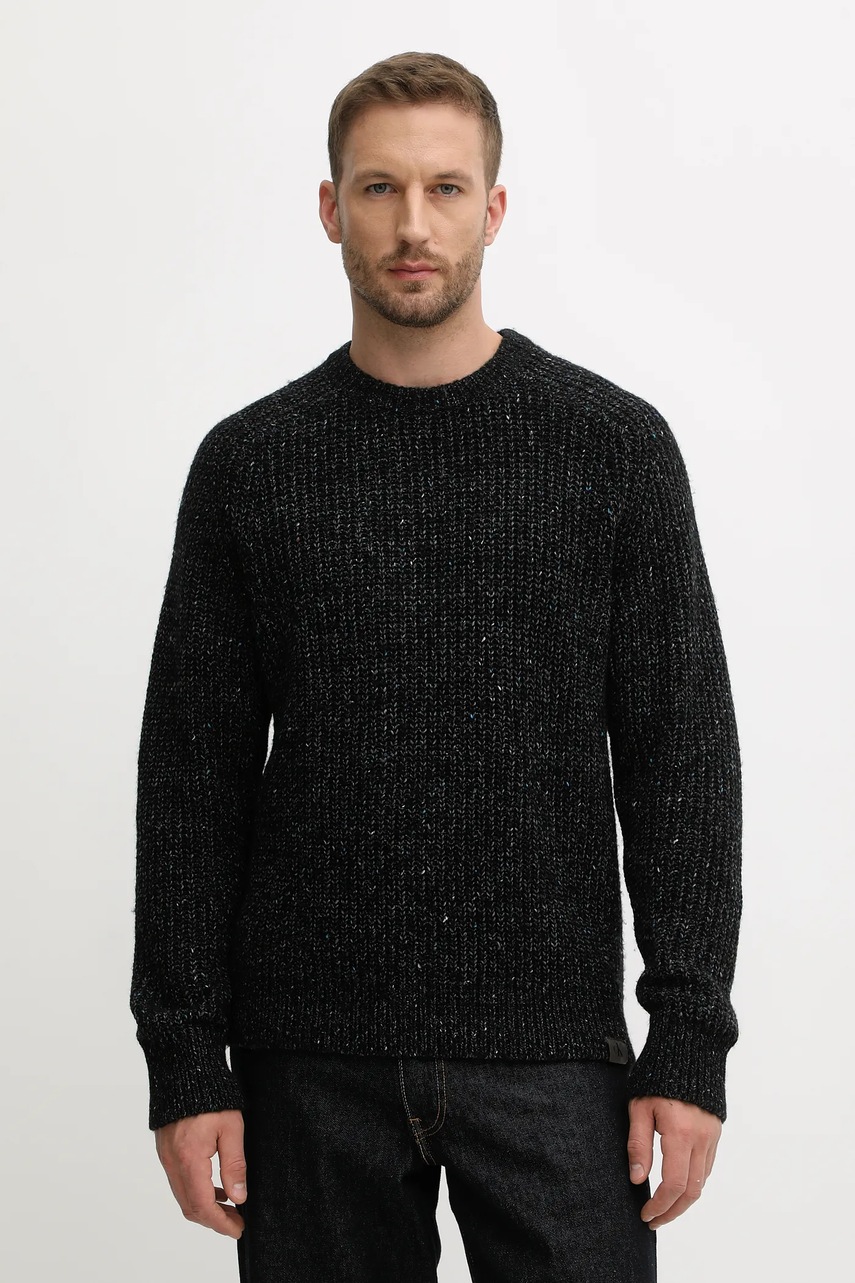 Levně Svetr s příměsí vlny Calvin Klein Jeans černá barva, LV04RD311G