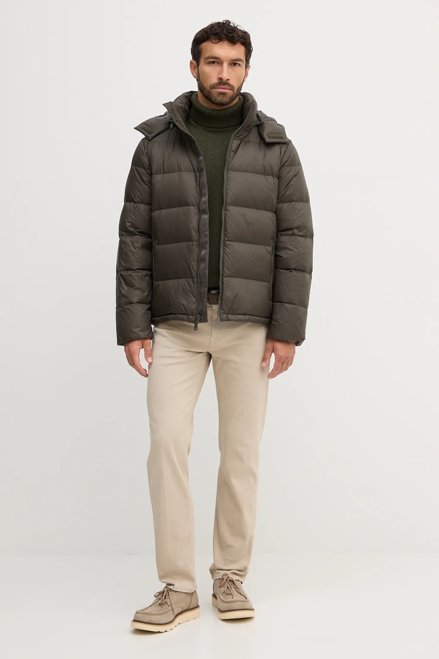 Свитер с шерстью Barbour цвет зелёный с гольфом MKN1658